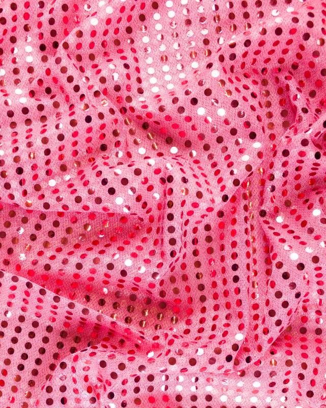 Tissu à Paillettes Rondes Rose Bonbon - Tissushop